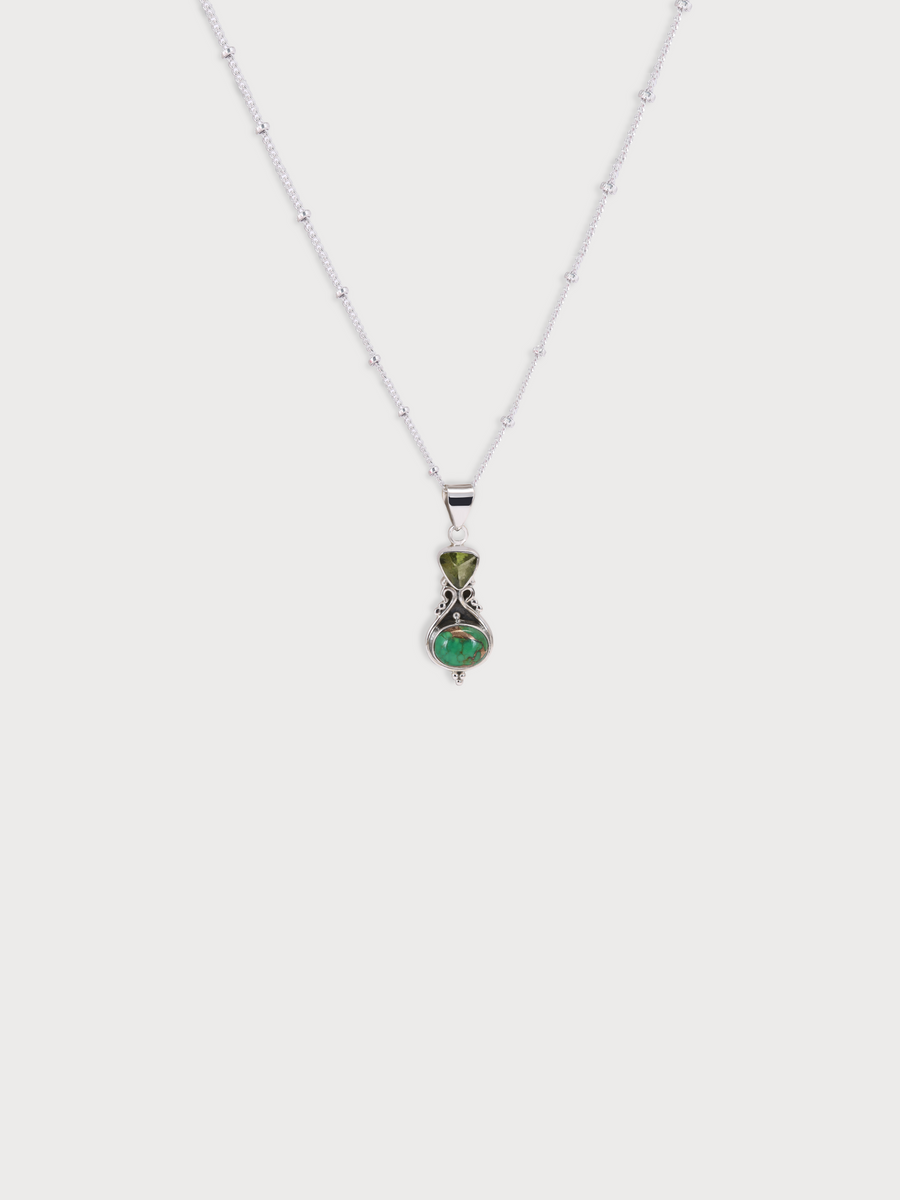 Tourmaline & Copper Turquoise Pendant Necklace