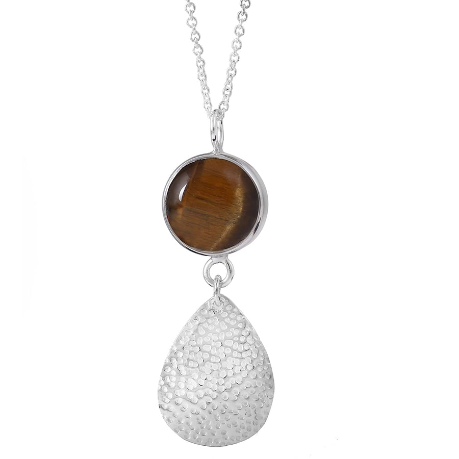 Double Pendant Natural Ocre Tiger's Eye Necklace