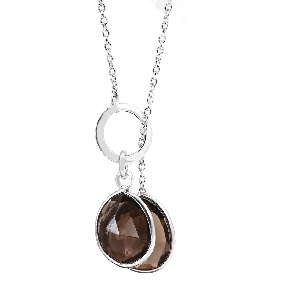 Smoky Brown Quartz Dual Step Necklace