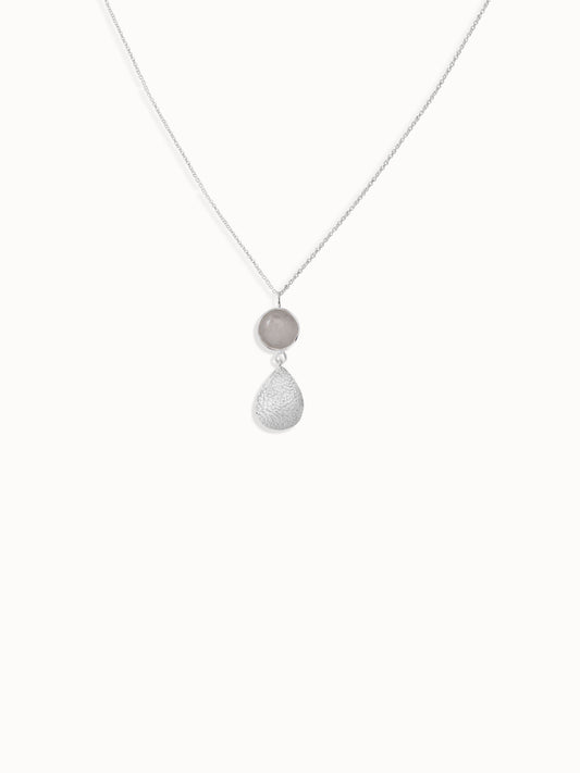 Double Pendant Rainbow White Moonstone Necklace