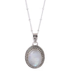 Rainbow Moonstone Pendant Silver Necklace