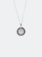 Natural Moonstone Studded Pendant Silver Necklace