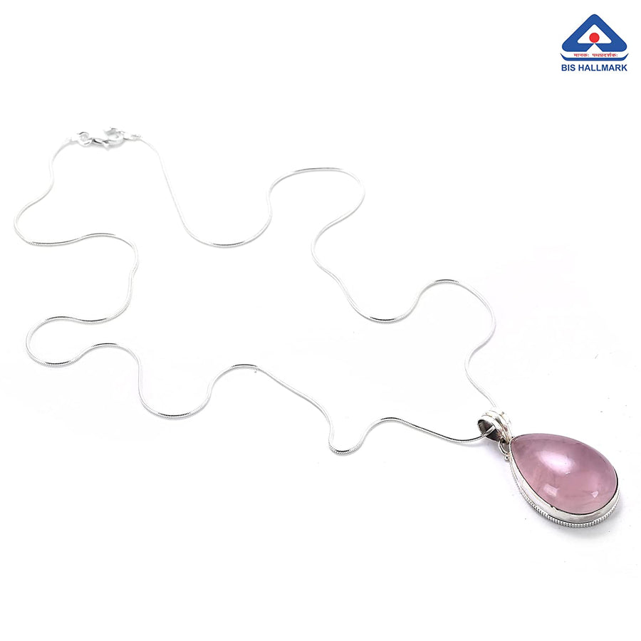 Rose Quartz Pear Pendant Necklace