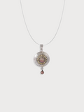 Rhodochrosite Studded Pendant Silver Necklace