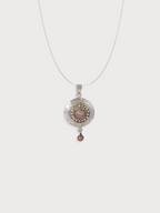 Rhodochrosite Studded Pendant Silver Necklace