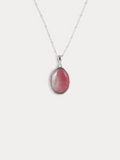 Rhodochrosite Studded Pendant Silver Necklace