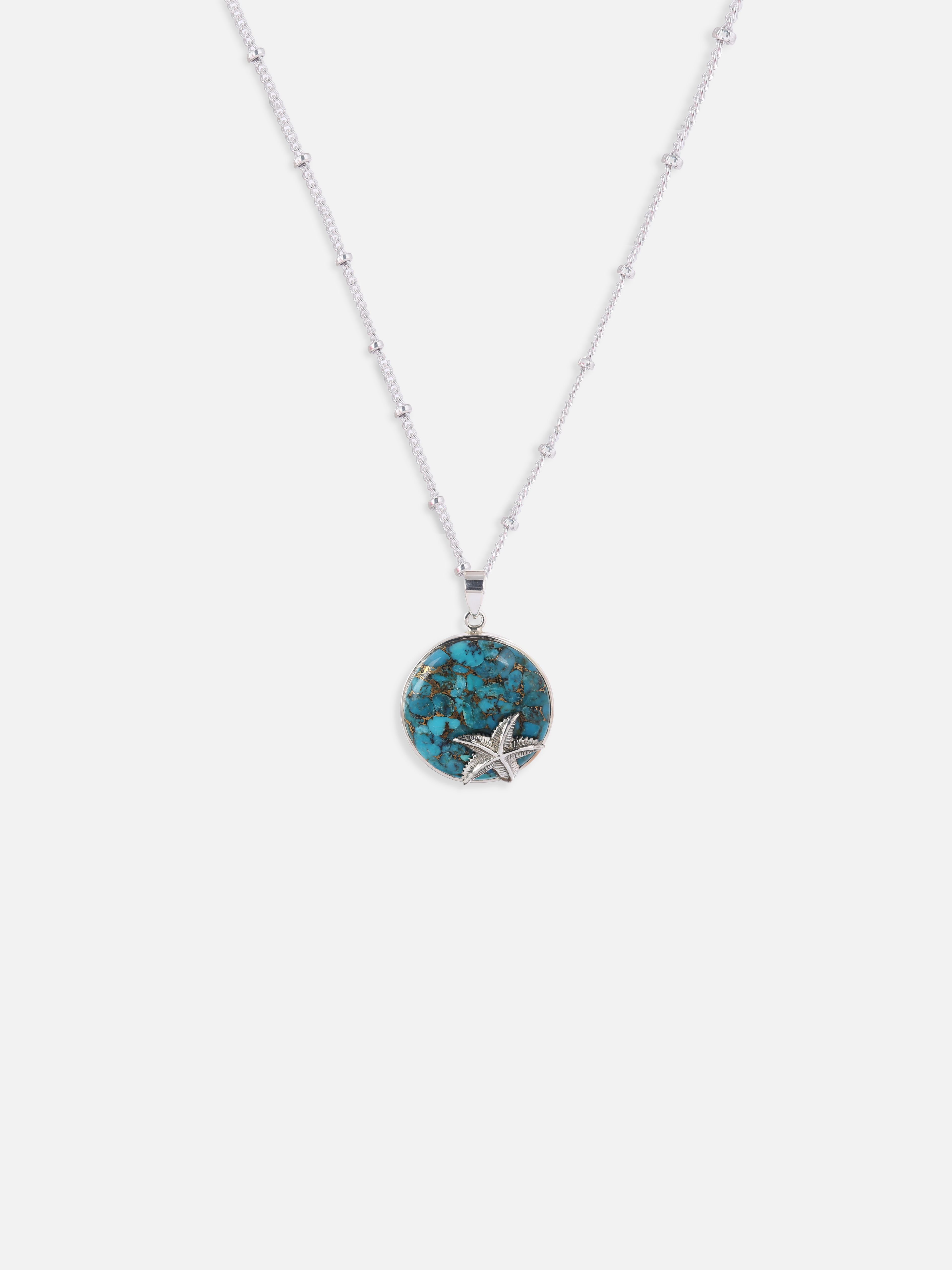 Blue Copper Turquoise Star Pendant Necklace