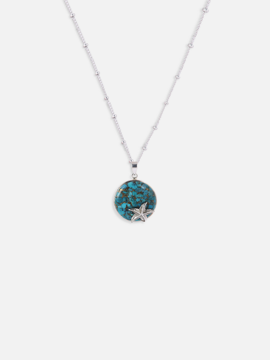 Blue Copper Turquoise Star Pendant Necklace