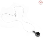 Antique Black Onyx Pendant Silver Necklace