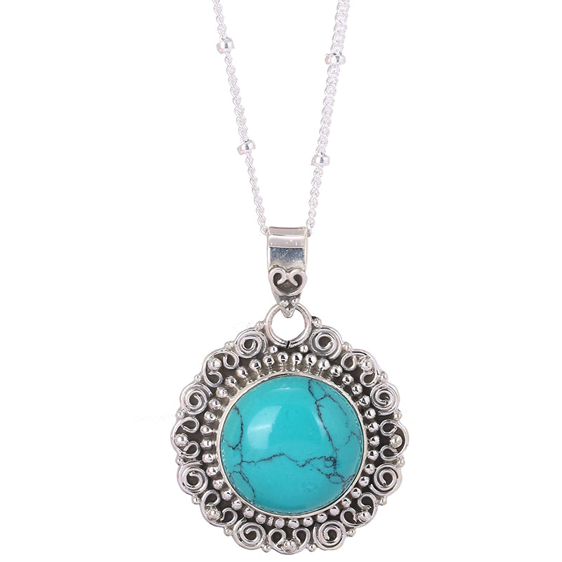 Blue Persian Turquoise Antique Silver Necklace