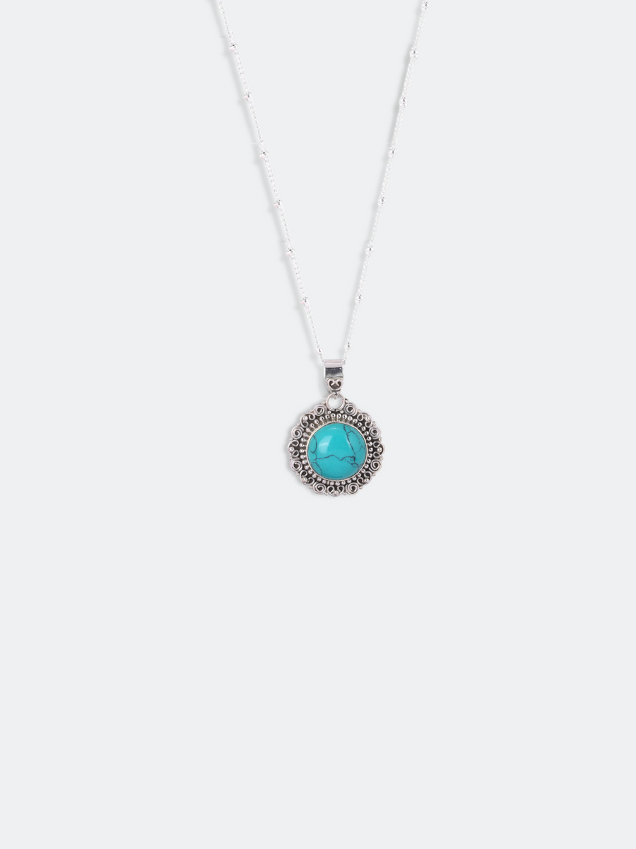 Blue Persian Turquoise Antique Silver Necklace