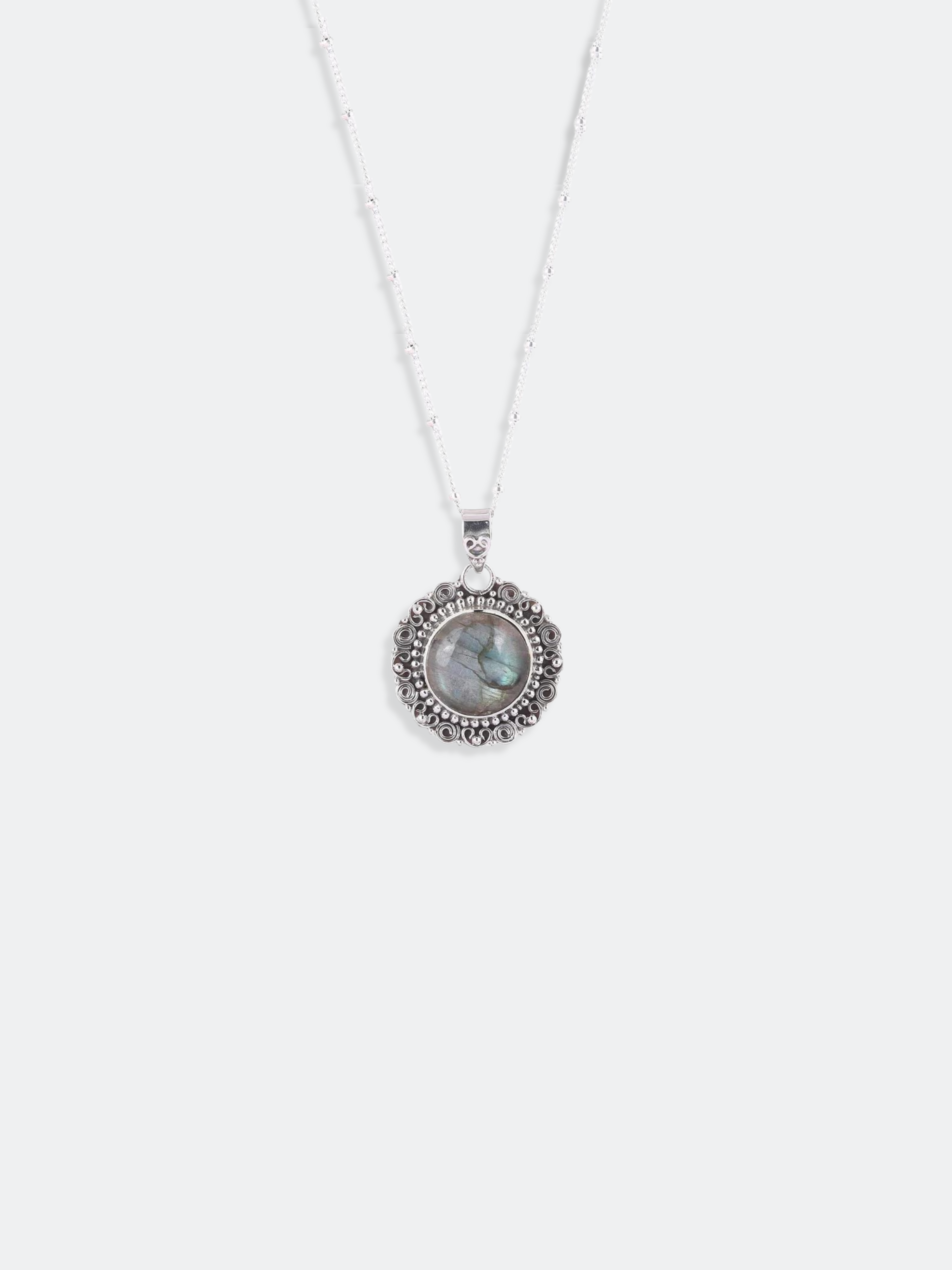 Labradorite Pendant Antique Silver Necklace