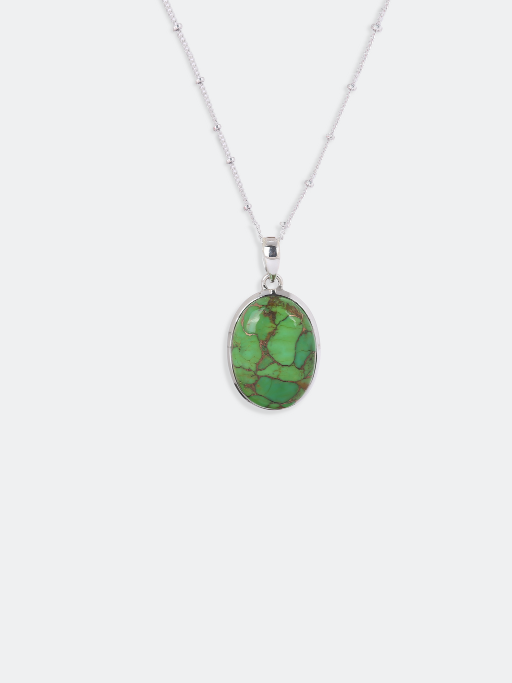 Green Copper Turquoise Pendant Silver Necklace