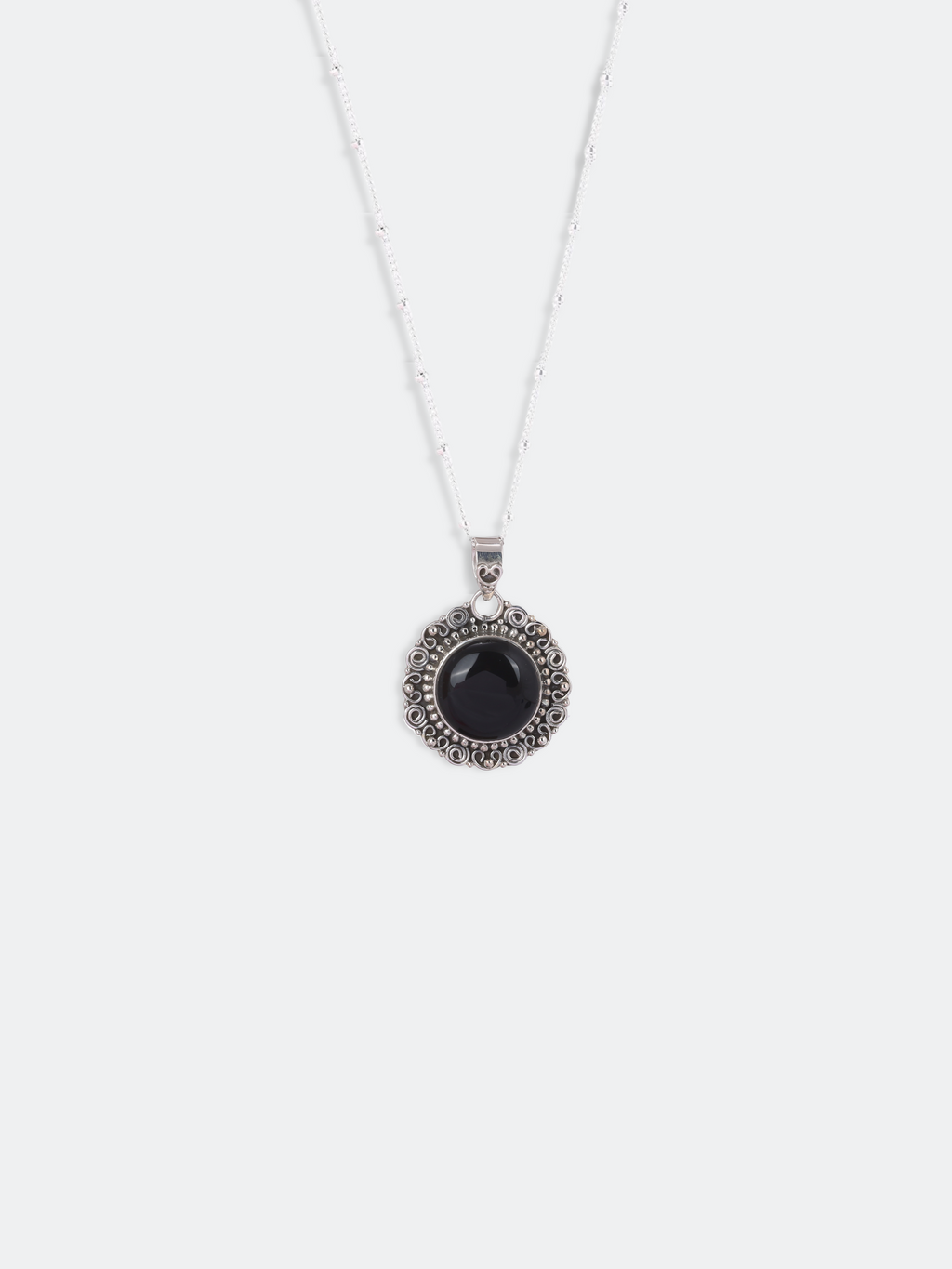 Black Onyx Antique Silver Necklace