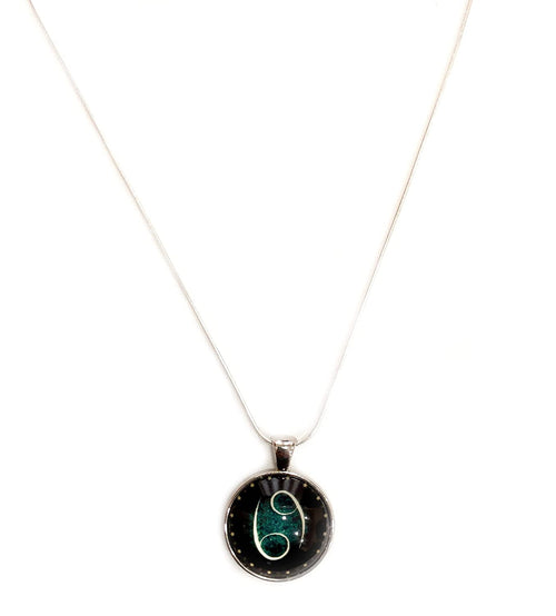 CANCER Symbolic Glass Pendant Silver Plated Chain