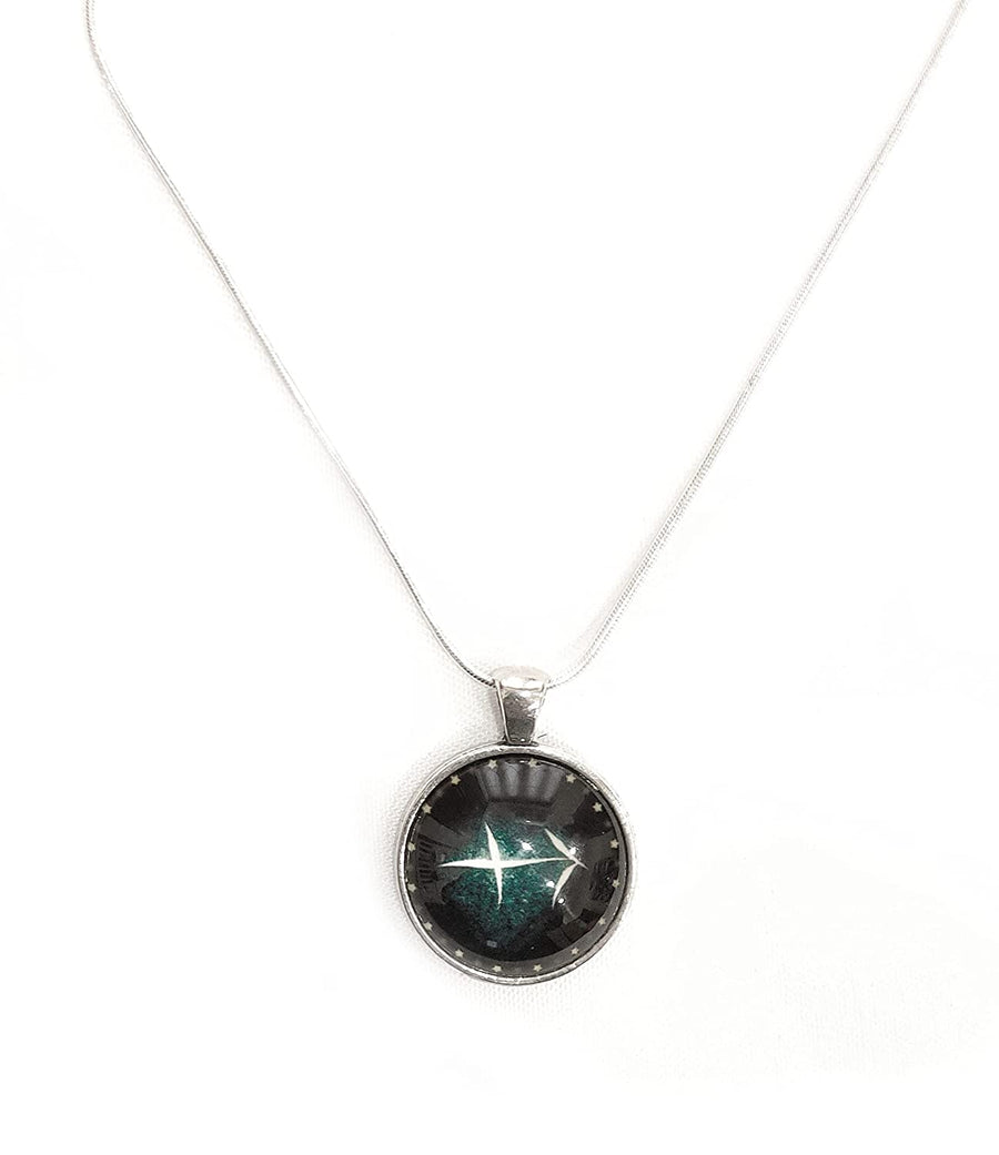 SAGITTARIUS Symbolic Glass Pendant Silver Plated Chain