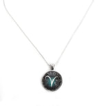 ARIES Symbolic Glass Pendant Silver Plated Chain