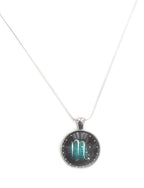 SCORPIO Symbolic Glass Pendant Silver Plated Chain