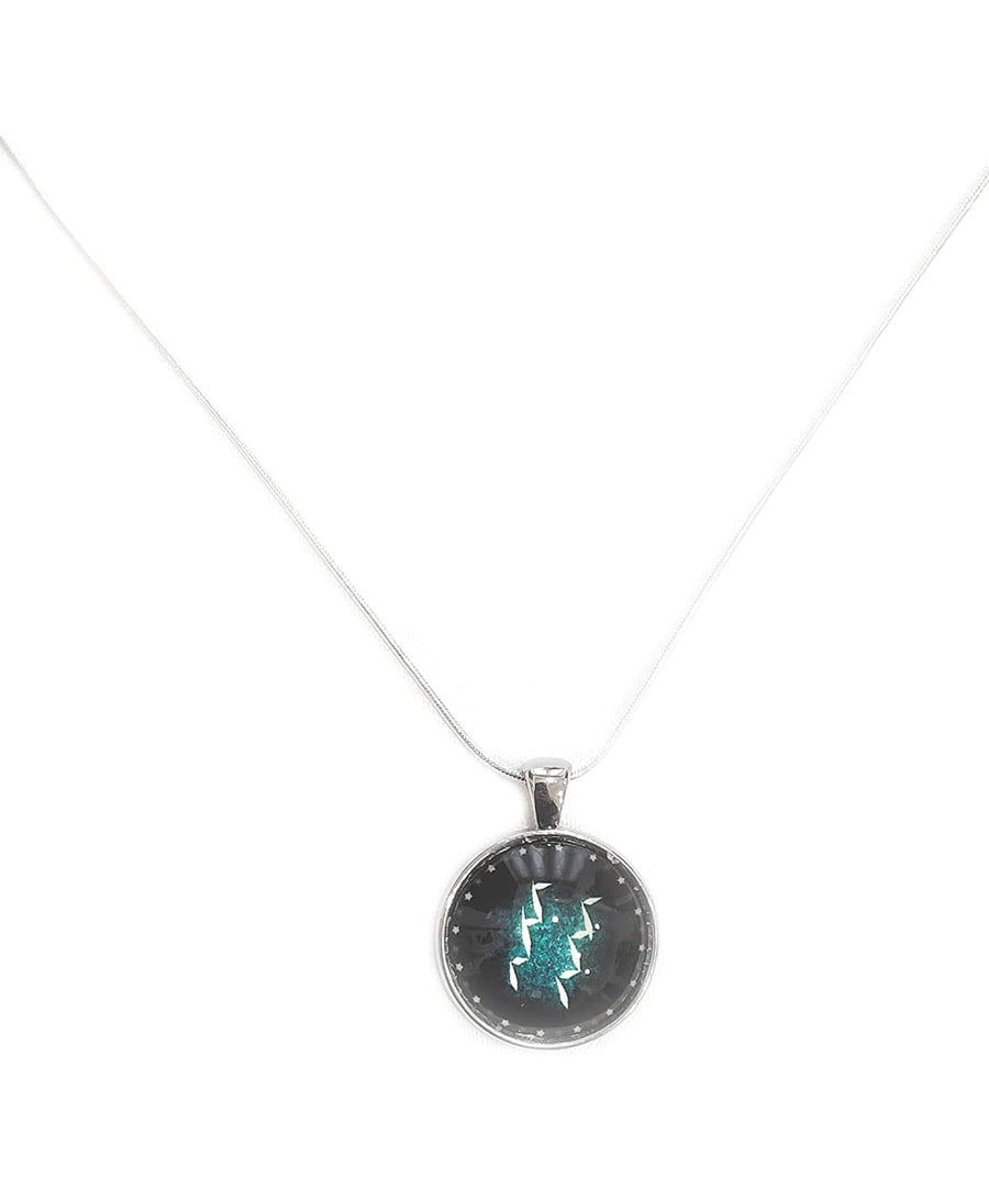 AQUARIUS Symbolic Glass Pendant Silver Plated Chain