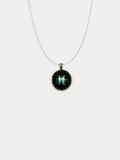 PISCES Symbolic Glass Pendant Silver Plated Chain