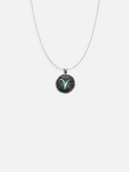 ARIES Symbolic Glass Pendant Silver Plated Chain