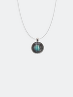SCORPIO Symbolic Glass Pendant Silver Plated Chain