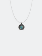 AQUARIUS Symbolic Glass Pendant Silver Plated Chain