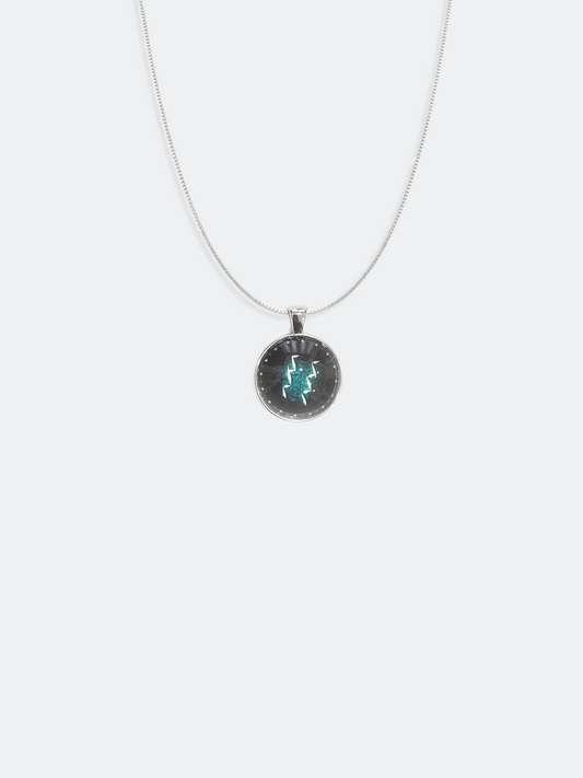 AQUARIUS Symbolic Glass Pendant Silver Plated Chain