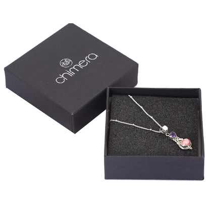 Purple Amethyst & Peach Rhodochrosite Pendant Necklace