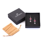 Ruby & White Moonstone Dangle Droplet Earrings