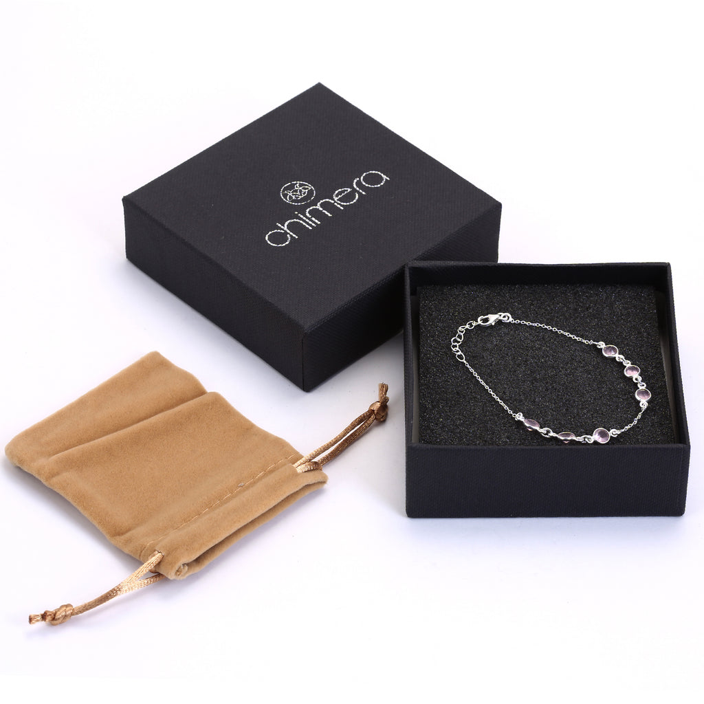 Round Pink Chalcedony Chain Bracelet