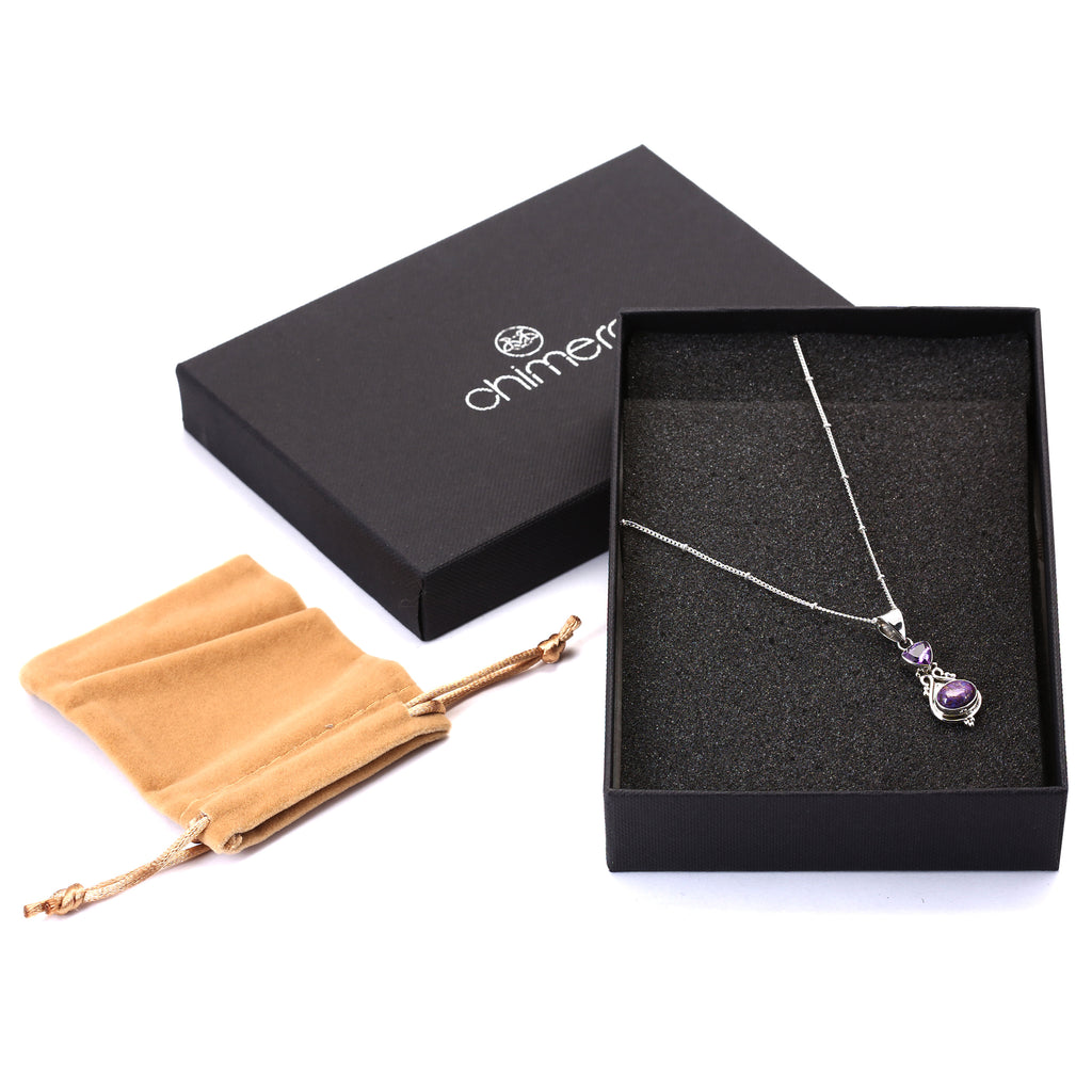 Amethyst & Purple Copper Turquoise Pendant Necklace