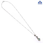 Grey Chalcedony & Aquamarine Pendant Necklace