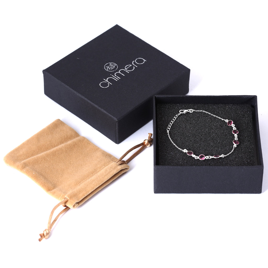 Round  Pink Topaz Chain Bracelet