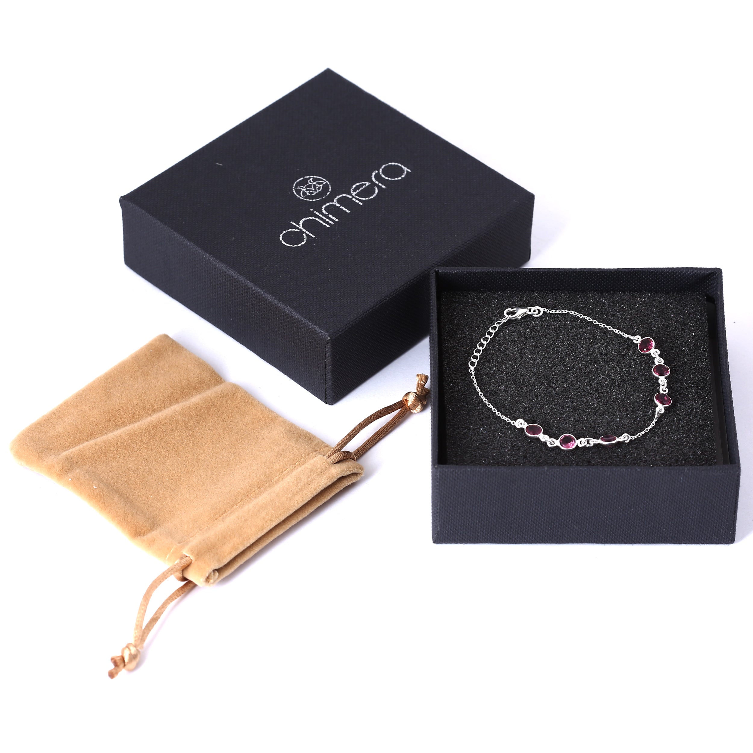 Round  Pink Topaz Chain Bracelet