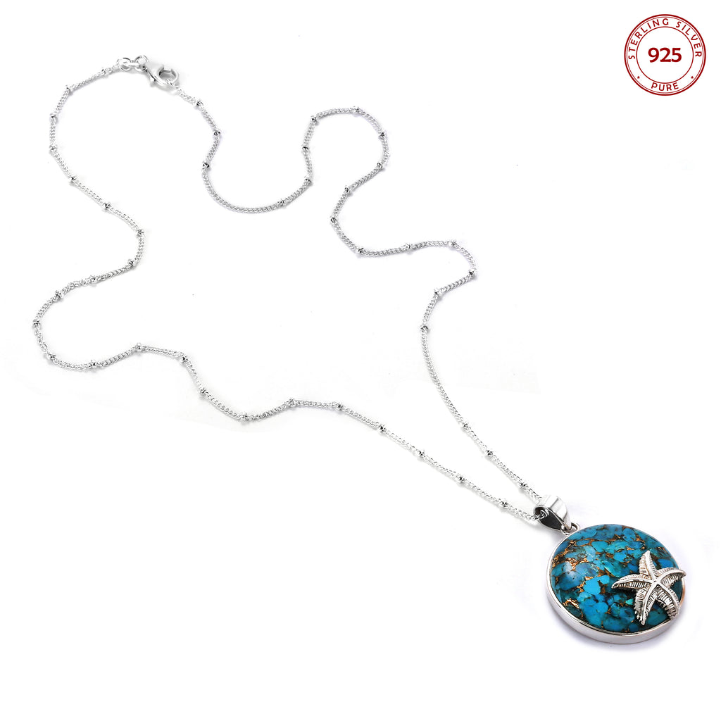 Blue Copper Turquoise Star Pendant Necklace