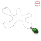 Green Copper Turquoise Pendant Silver Necklace