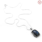 Studded natural Labradorite Silver Necklace