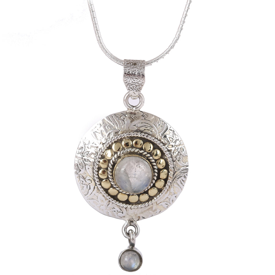 Labradorite Studded Pendant Silver Necklace