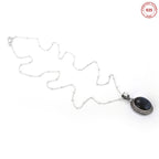 Natural Spectrolite Pendant Silver Necklace