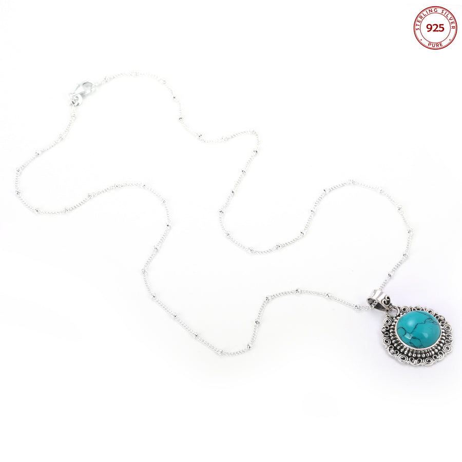 Blue Persian Turquoise Antique Silver Necklace