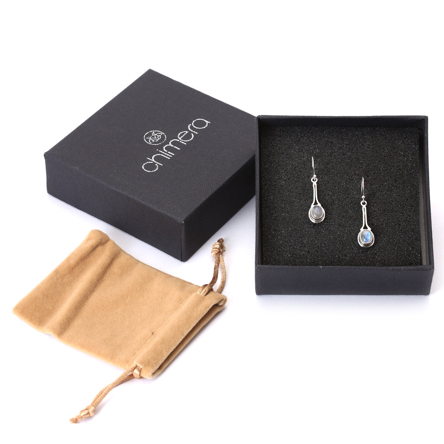 Oval Light Grey Quartz Steller Drop Earrings