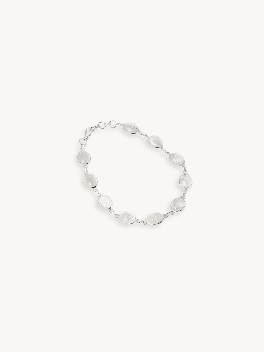 Natural White Chalcedony Silver Bracelet