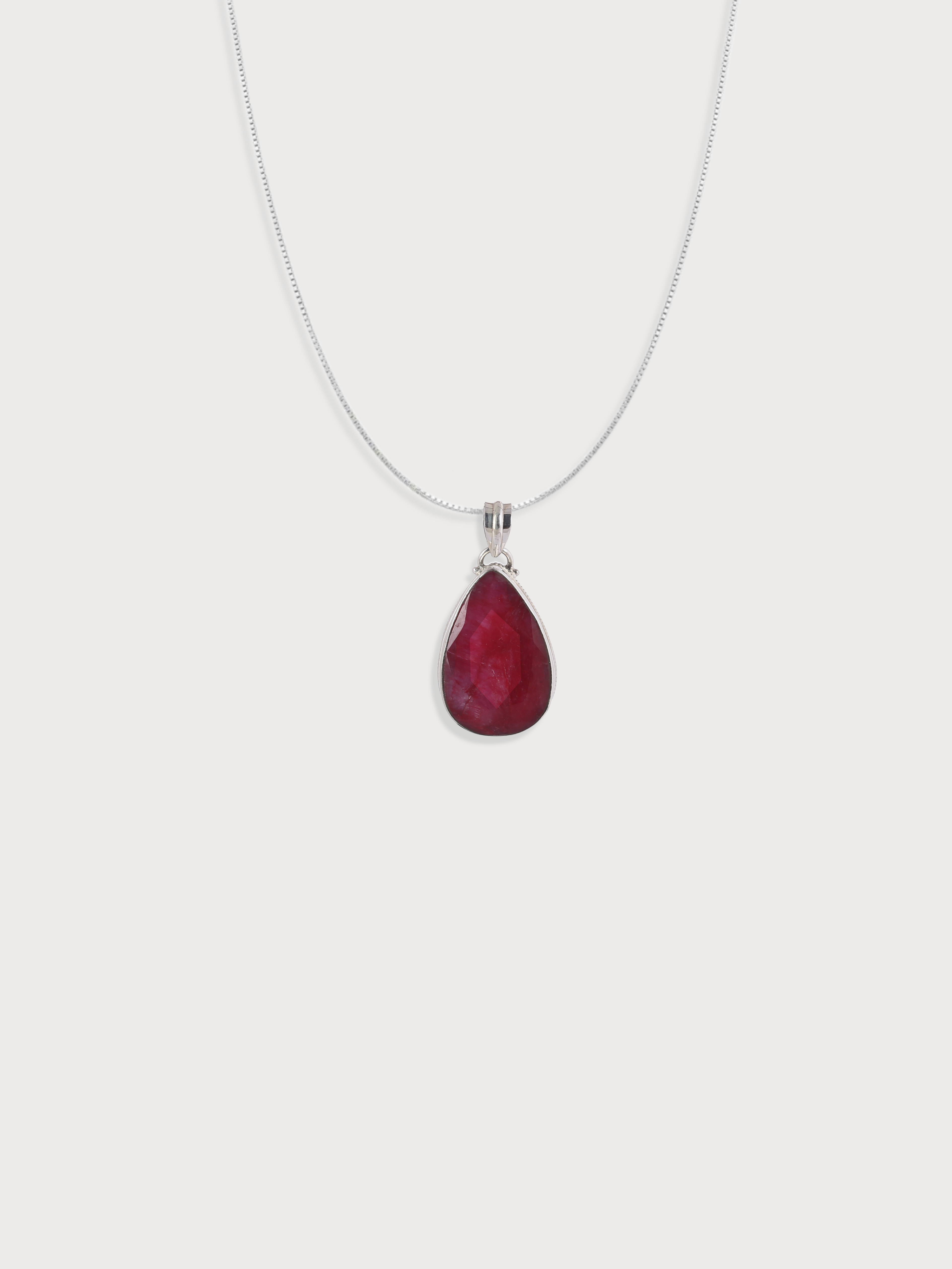 Ruby Gemstone Pendant Silver Necklace
